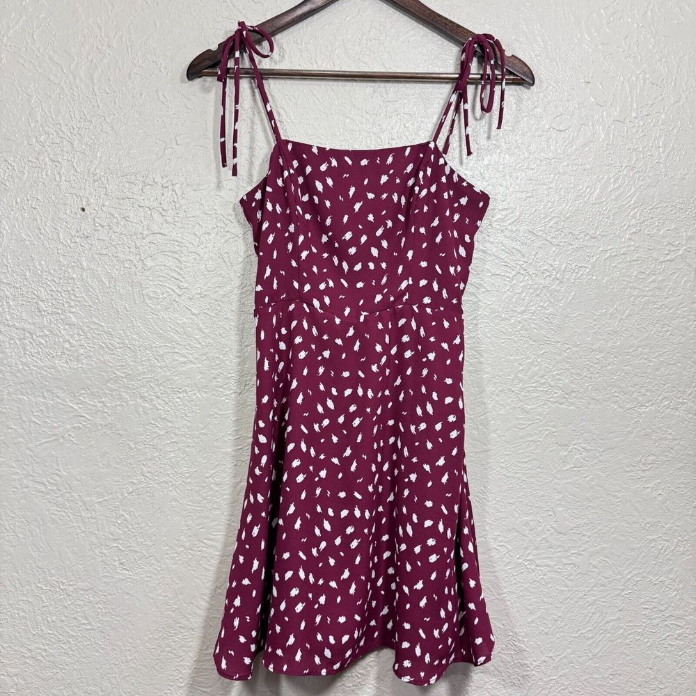 Dry Goods Lola Grace Mini Dress XS Fit & Flare Tie Smocked Maroon‎ Cowgirl NWOT